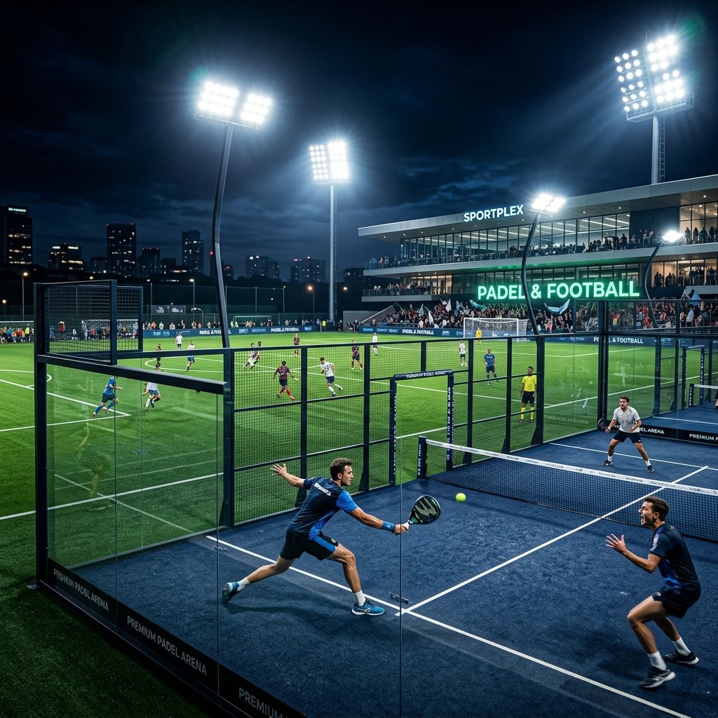 Sports turf under night lights